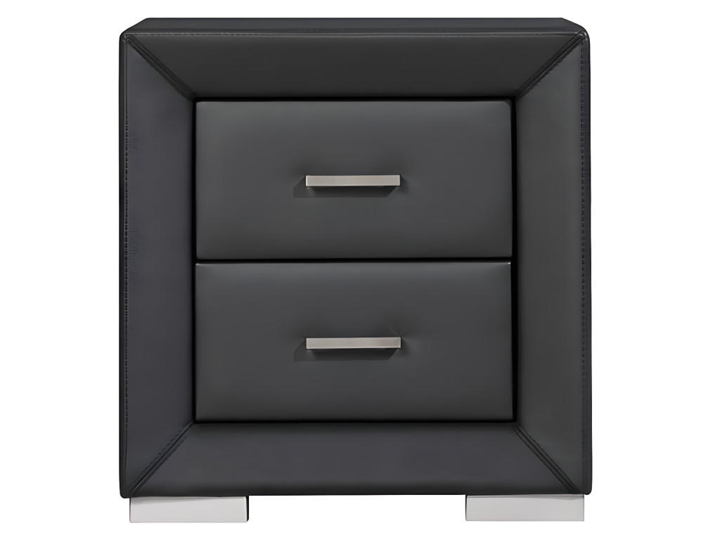 NACHTTISCH mit 2 Schubladen - Kunstleder - Schwarz - CAPITOLE - Schwarz, Leder (43/54.5/51.5cm) - Vente-Unique