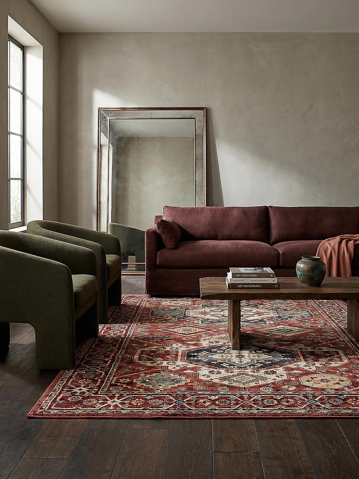 TEPPICH Kurzflor Vintage Geometrisch, Wohnzimmer Rot Rechteckig 160x230 - Rot, Textil (160/230cm) - KADIMA DESIGN