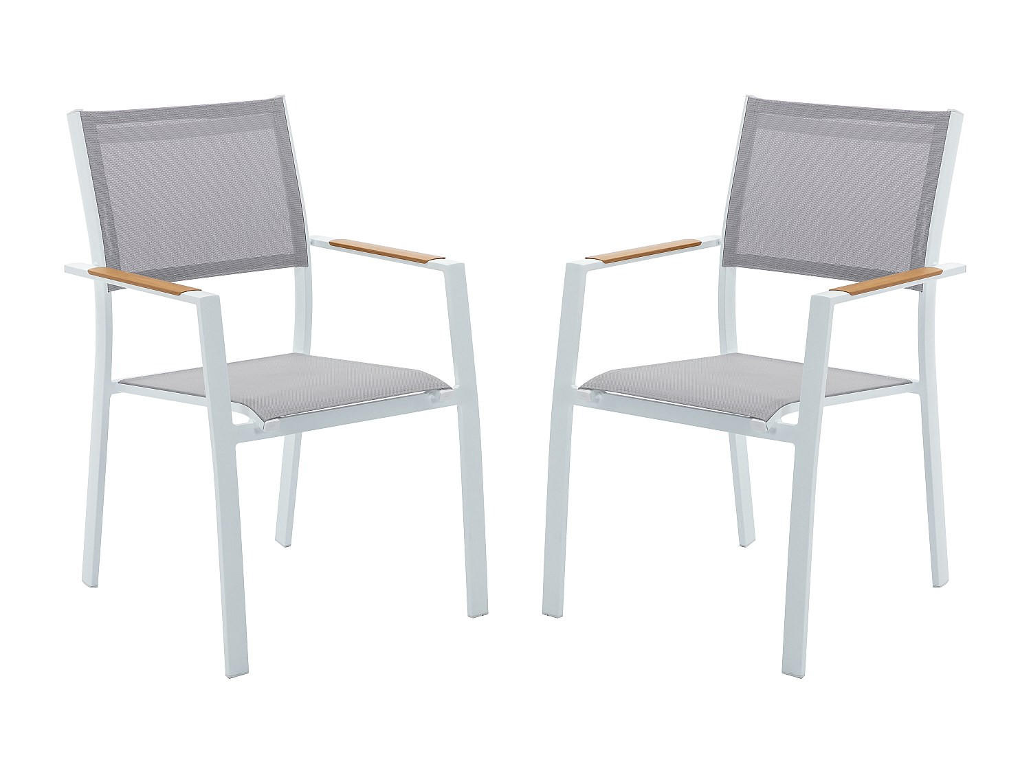 GARTENSTUHL - 57cm x 60cm - Textilene - weiß - MACILA - Weiß, Metall - Vente-Unique