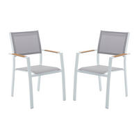 GARTENSTUHL - 57cm x 60cm - Textilene - weiß - MACILA - Weiß, Metall - Vente-Unique