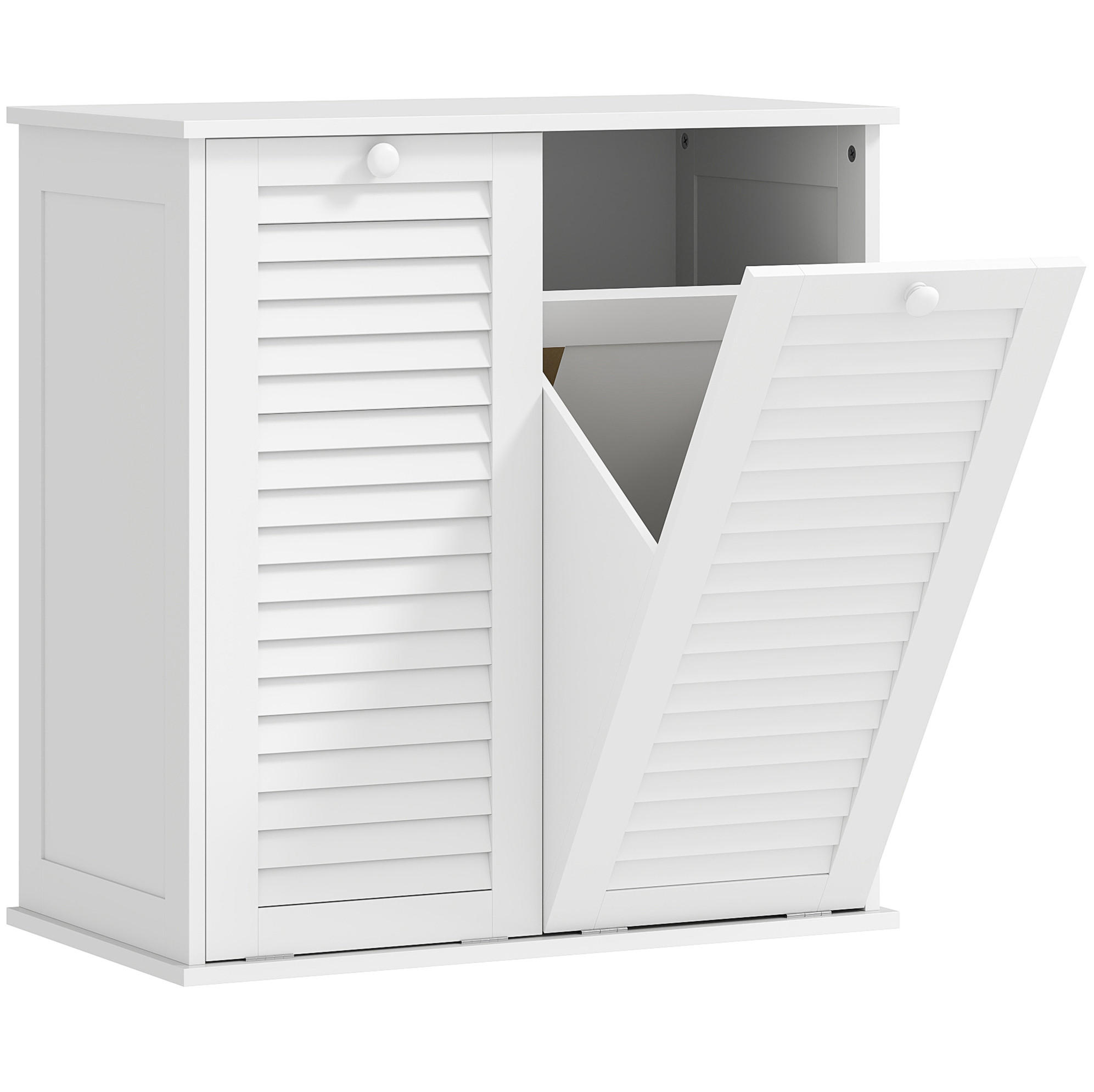 MIDISCHRANK 70/38/73 cm aus MDF mit 2 Wäschekörben und Lamellentüren Weiß - Weiß, Holzwerkstoff (70/73/38cm) - Modenvie