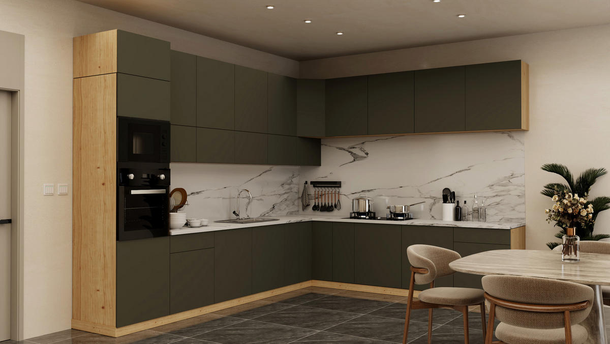 WINKELKÜCHE – Küchenzeile 360 x 300 cm VELORA – KU-S51 – Grau - Grau, Holzwerkstoff (360/248/300cm) - hi-markt