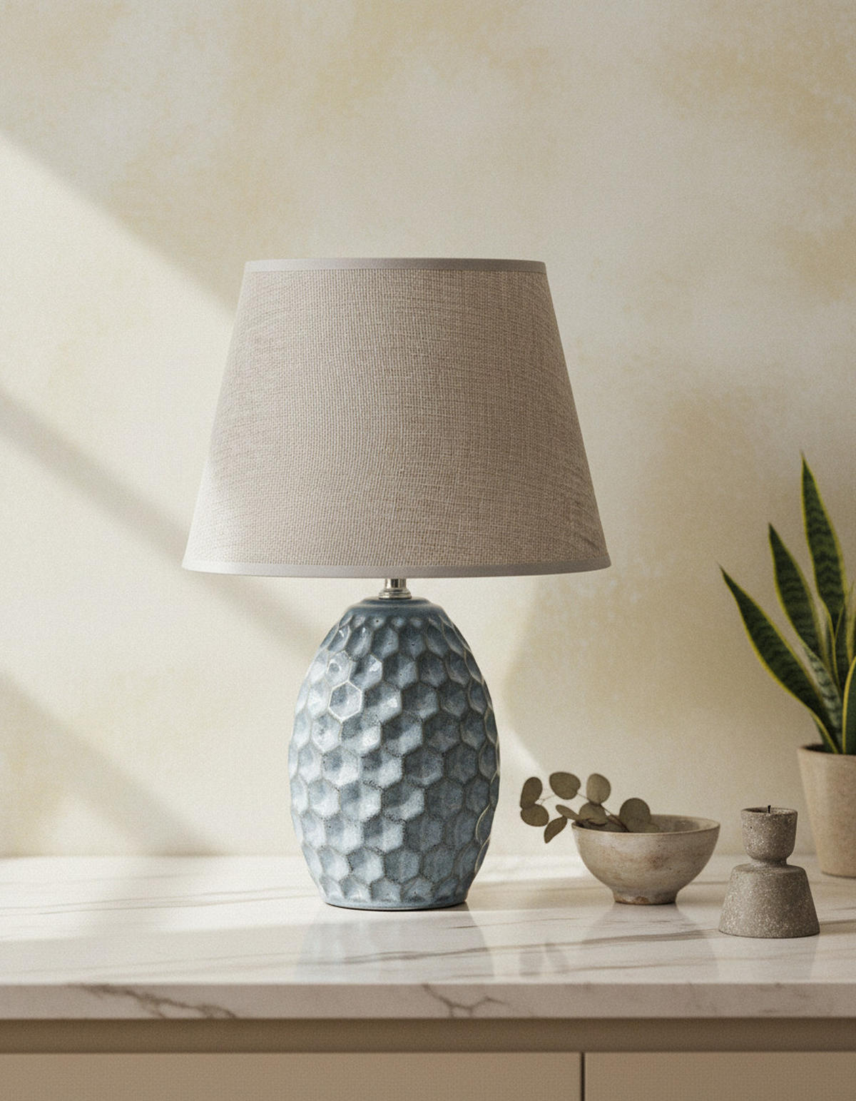 STOLNÍ LAMPA, keramika, modrá - modrá, keramika (11/11/34cm) - Mondex