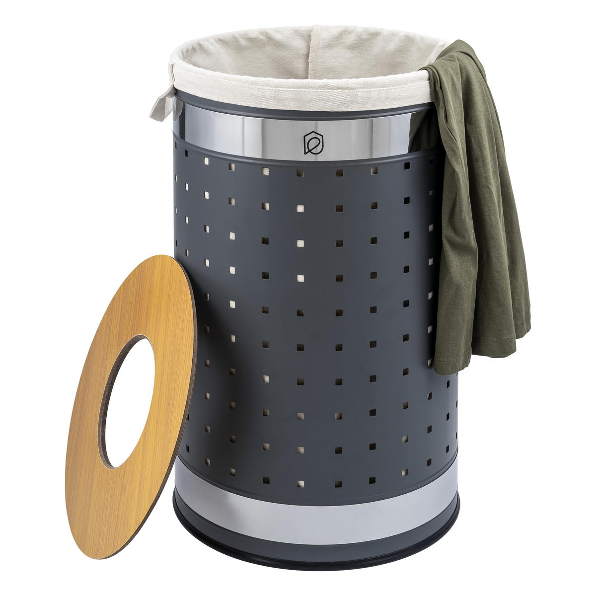 WÄSCHETONNE 50 Liter, grau - Grau, Metall (35.5/57.5/35.5cm) - eluno