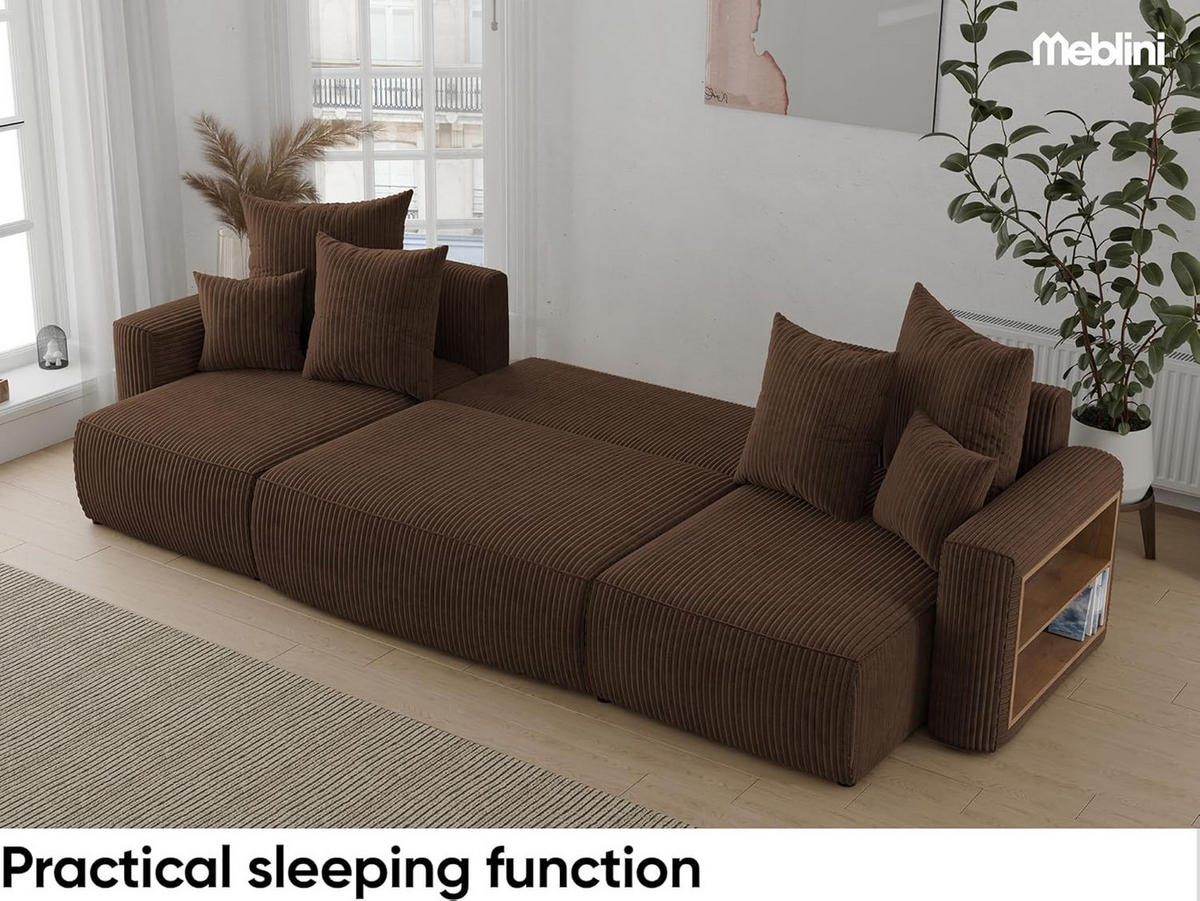 ECKSOFA SOLARIS U - Dunkelbraun/Schwarz, Holzwerkstoff (312/142cm) - Meblini