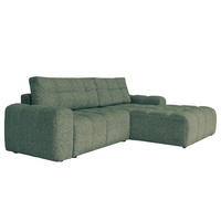 ECKSOFA mit Schlaffunktion - Strukturstoff - Türkis/Beige, Kunststoff/Textil (268/184cm) - home24