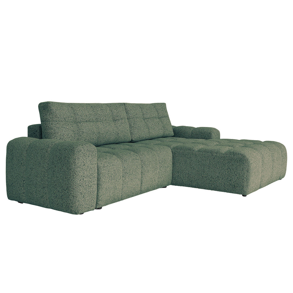 ECKSOFA mit Schlaffunktion - Strukturstoff - Türkis/Beige, Kunststoff/Textil (268/184cm) - home24