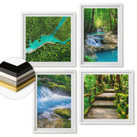 WANDBILDER 4er-Set - 50x50 cm & 40x60 cm Weißer Rahmen - Grüne Wälder, kristallklares Wasser - Weiß, Kunststoff (50/50cm) - ArtPrintCave