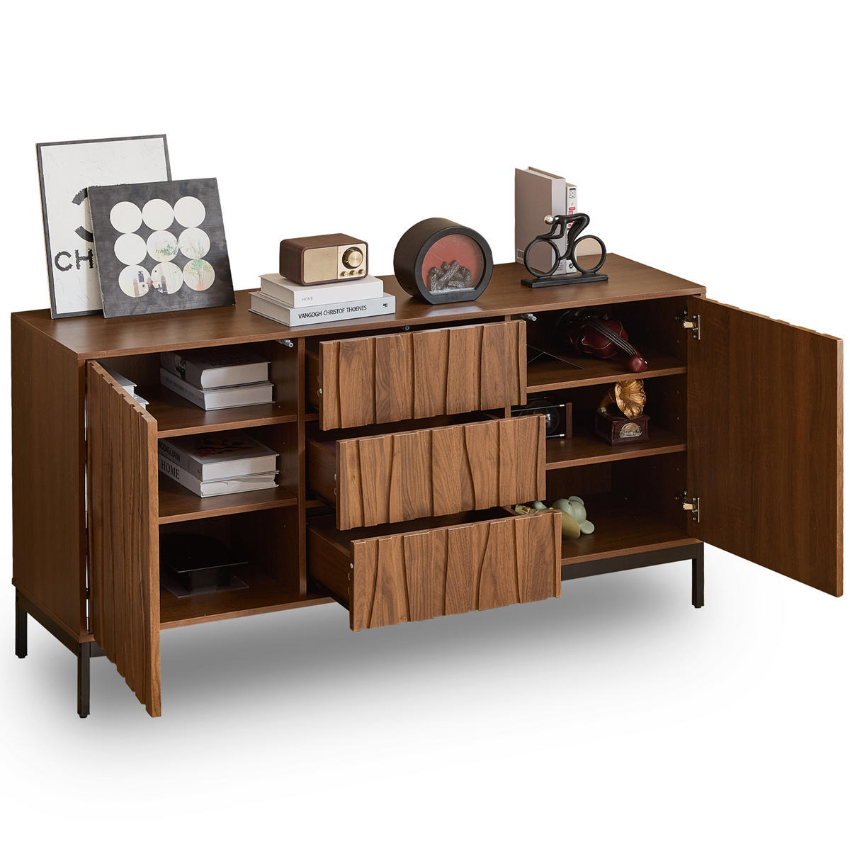 SIDEBOARD 150/40/80 cm z MDF a nábytkové desky tmavě hnědé - přírodní, kompozitní dřevo (150/80/40cm) - Modenvie
