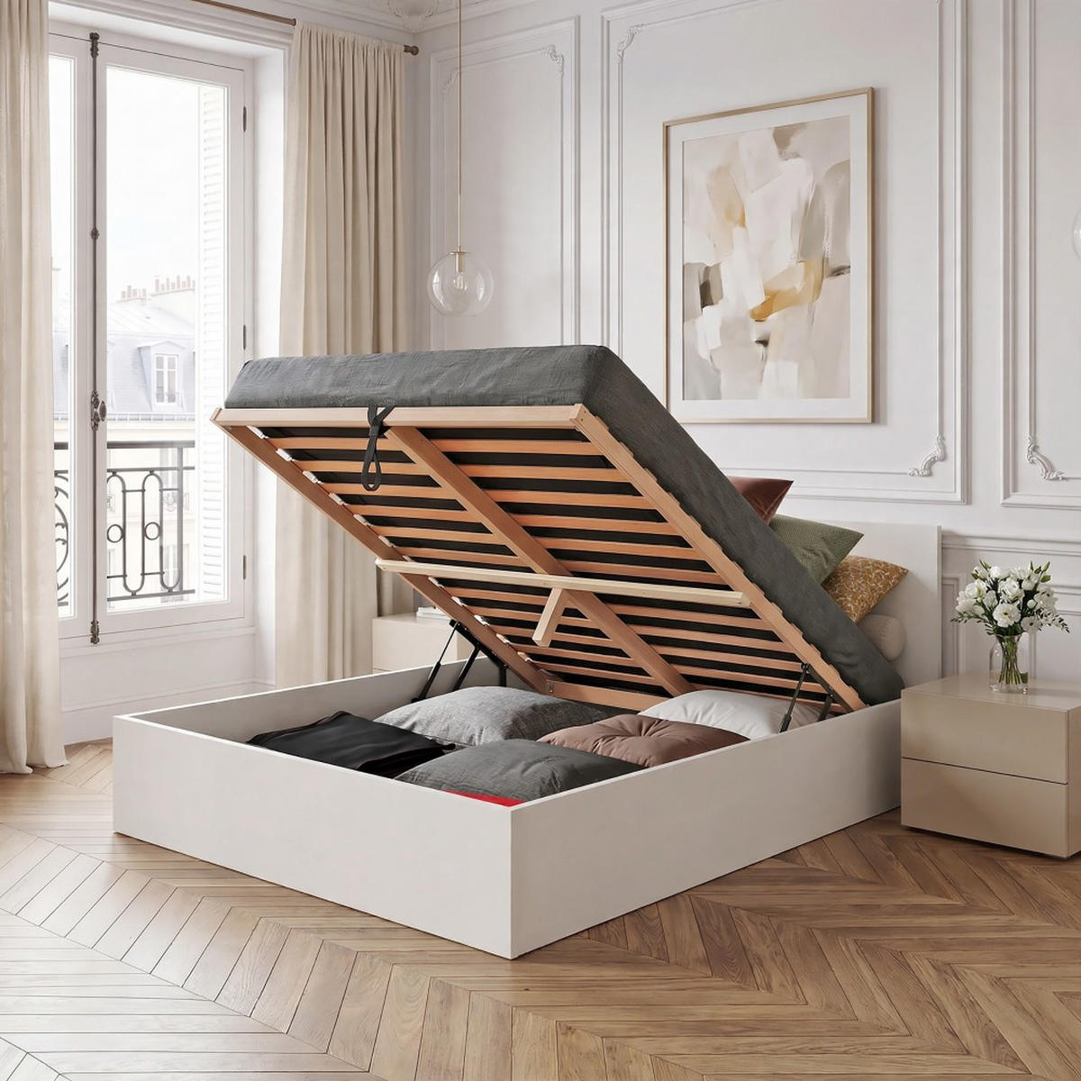 BETTKASTEN MADRID / Bett 140x190 - Weiß - Weiß, Holzwerkstoff (140/190cm) - Weber Industries