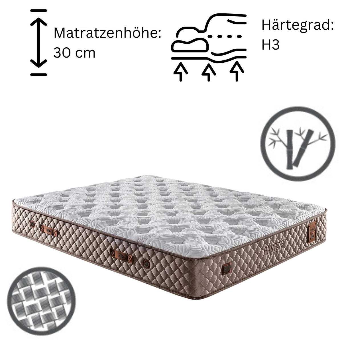 BOXBETT Bamboo Sleep 180x200 - Grau, Holz/Metall (180/200cm) - Bambi