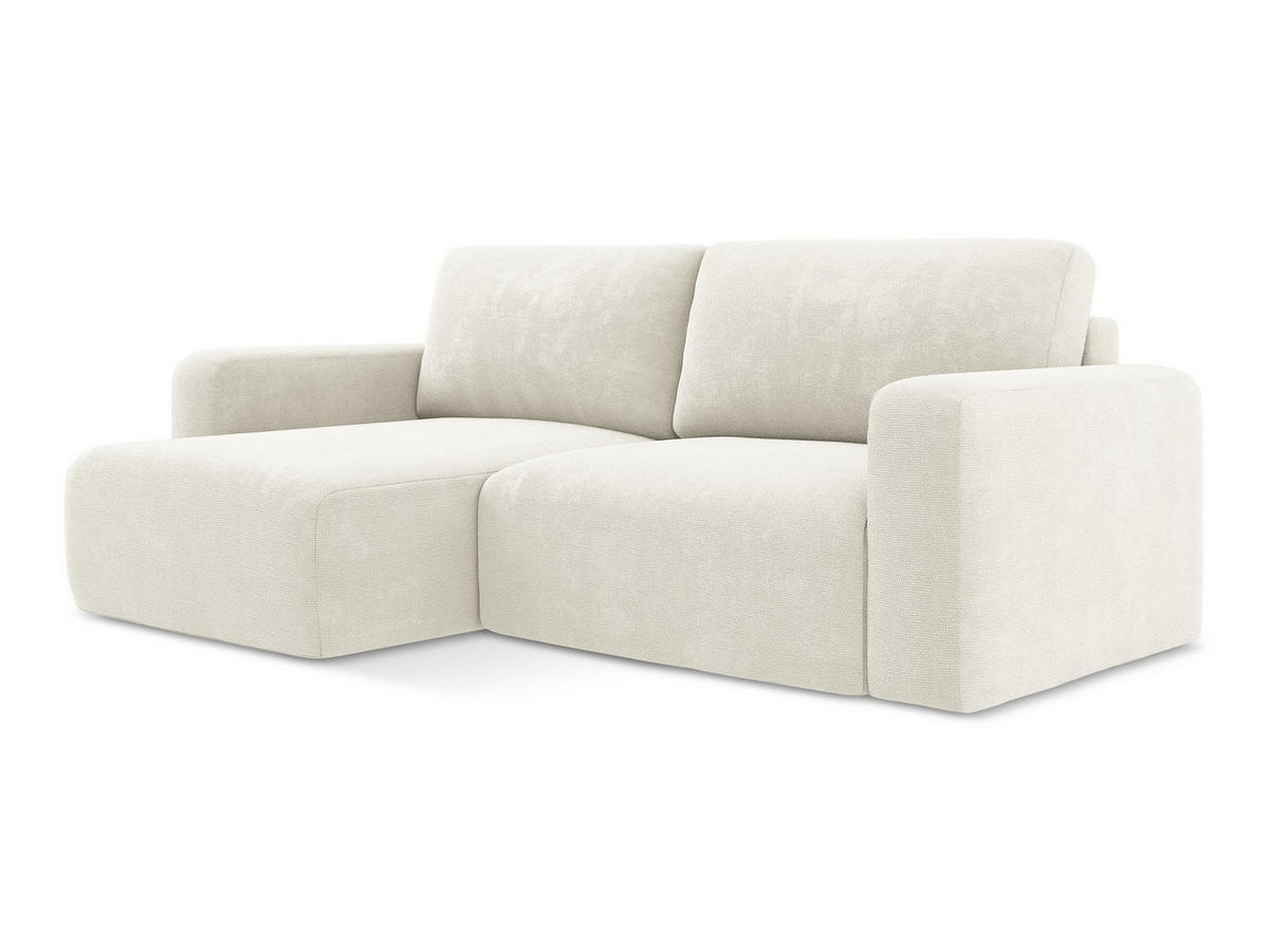 ECKSOFA mit Schlaffunktion links Chenille Stoff Weiß - Pink/Schwarz, Kunststoff/Textil (149/244cm) - Makamii