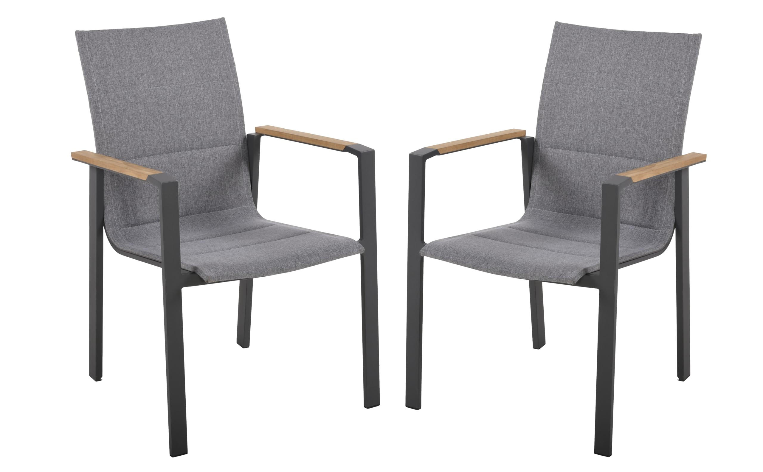 GARTENSTUHL 2er Set Fritz Stapelstuhl - Dunkelgrau, Holz (57/89/60cm) - DELUKE