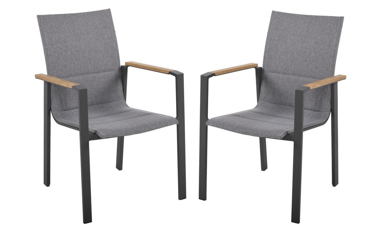 GARTENSTUHL 2er Set Fritz Stapelstuhl - Dunkelgrau, Holz (57/89/60cm) - DELUKE