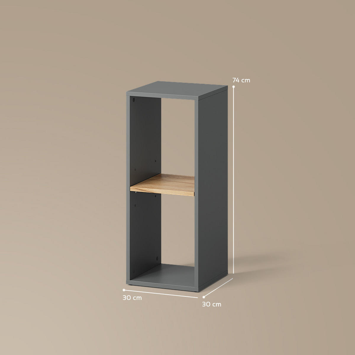 BÜCHERREGAL Lorena Anthrazit/Goldkraft Eiche mit 2 Fächern - Anthrazit, Holzwerkstoff (30/74/30cm) - Livinity®