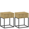 NACHTTISCH RECTUS 2-er Set - Eichefarben/Schwarz, Holzwerkstoff (40/52/39cm) - KONSIMO®