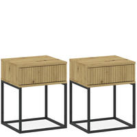 NACHTTISCH RECTUS 2-er Set - Eichefarben/Schwarz, Holzwerkstoff (40/52/39cm) - KONSIMO®
