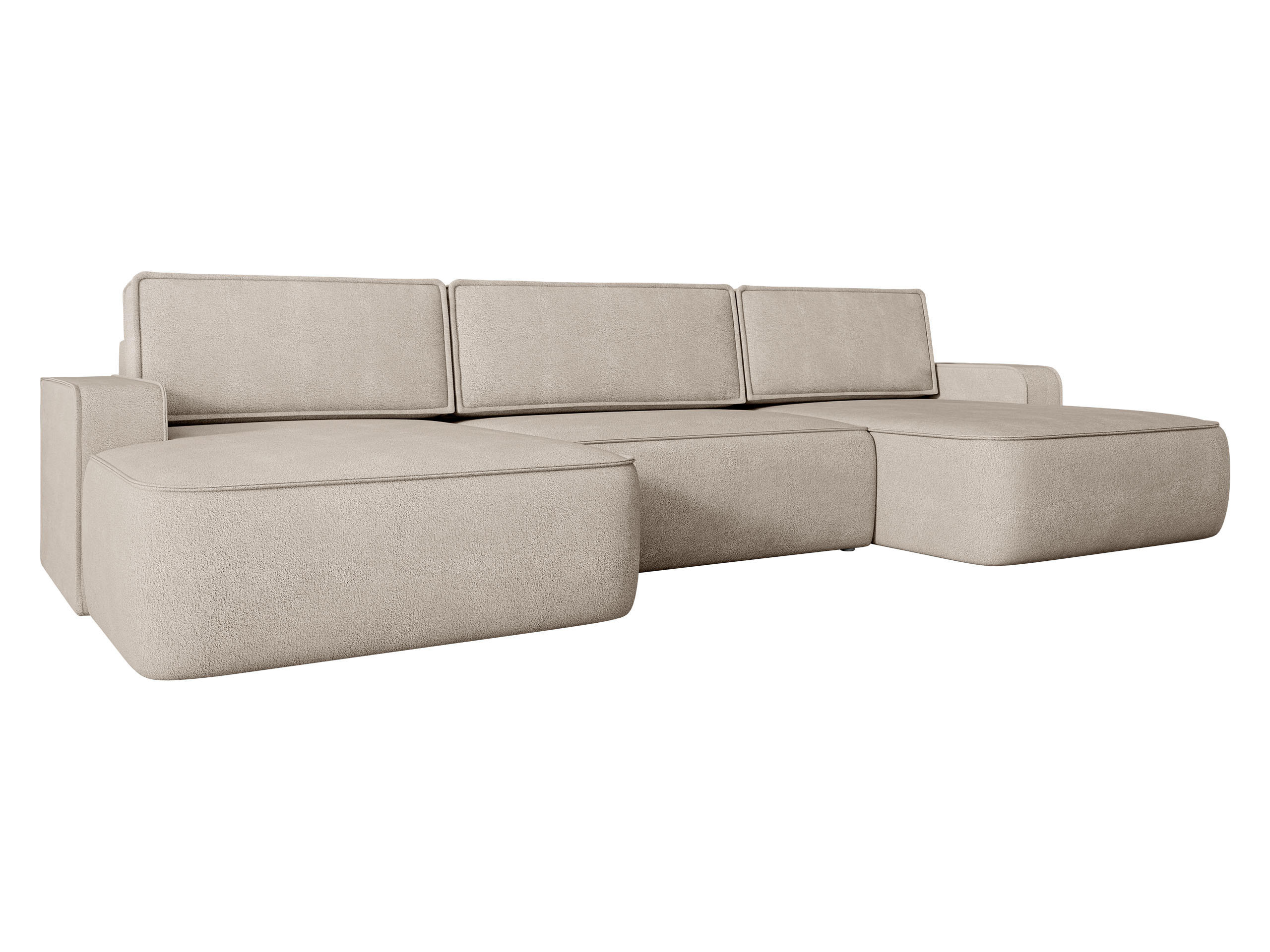 WOHNLANDSCHAFT Mono U - Hellbraun/Schwarz, Holz/Kunststoff (364/87/168cm) - MIRJAN24