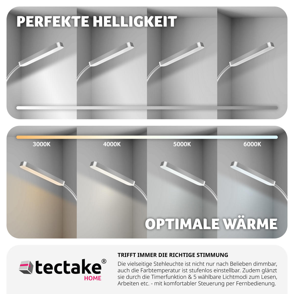 STEHLAMPE Prisma,22 x 176 cm,silber - Silberfarben, Metall (22/22/176cm) - tectake