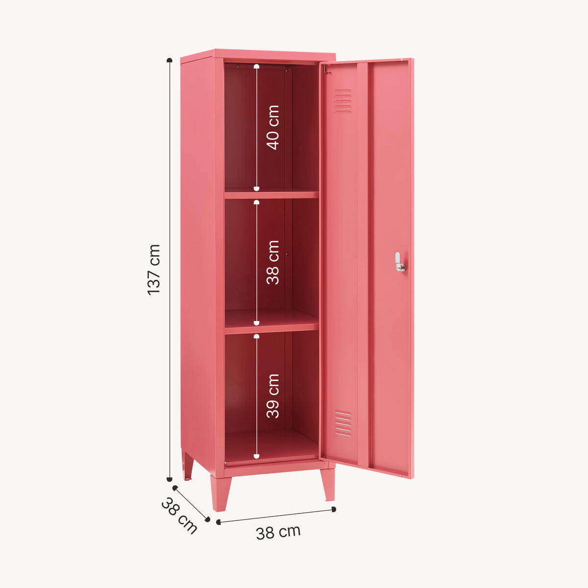 EINZELSPIND Kurikka - Dunkelrosa, Metall (38/137/38cm) - [en.casa]