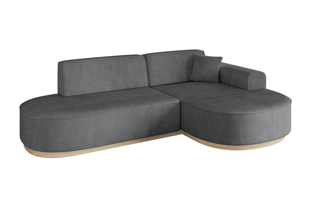 ECKSOFA Ottomane Rechts MARI-L1-v1 - 243x171x83 cm Dunkelgrau Cord - Dunkelgrau, Holzwerkstoff/Textil (171/243cm) - ALTDECOR