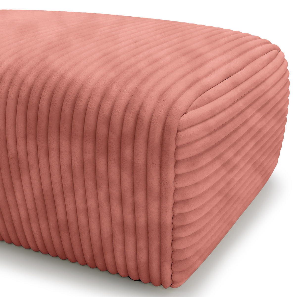 POLSTERHOCKER - Cord - Schwarz/Altrosa, Kunststoff/Textil (110/40/72cm) - home24