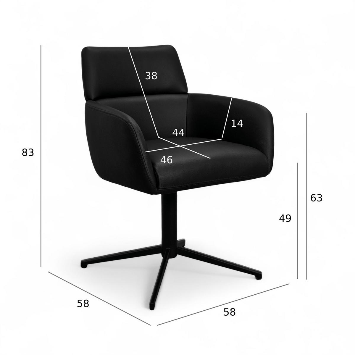 STUHL 1 Stück in Echtleder Schwarz - Schwarz, Leder/Metall (58/83/58cm) - Furnhouse