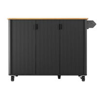 KÜCHENINSEL Schwarz 130/45-75/92 cm - Schwarz, Holzwerkstoff (130/92/45cm) - PANGIVO