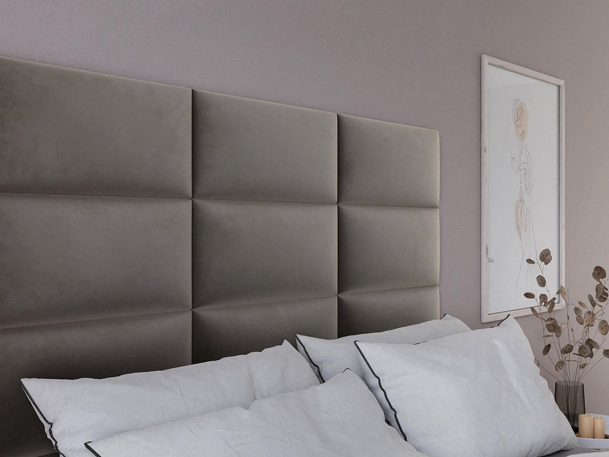 WANDPANEEL Bettkopfteil - Samt - 180 cm - Taupe - BONTE - Braun, Textil (180/120/5cm) - Pascal Morabito