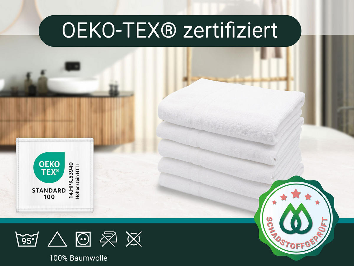 DUSCHTÜCHER, 5er-Set, 70x140 cm, 100% Baumwolle, Weiß - Weiß, Textil (70/140cm) - Zollner