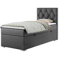 BOXBETT ALDA 90/200 Dunkelgrau Kunstleder - H4 - Rechts Seite - Dunkelgrau, Holz/Textil (90/200cm) - MKS