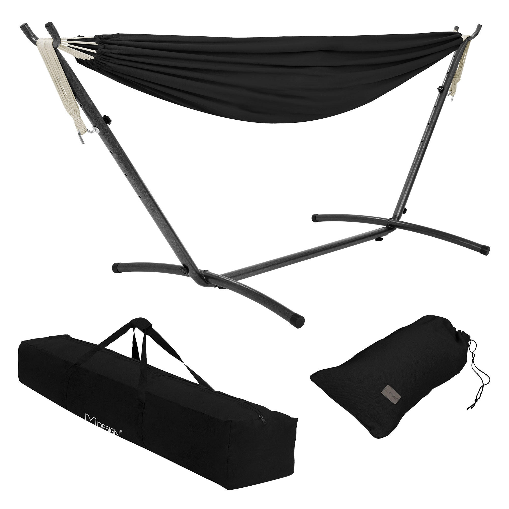 HÄNGEMATTE schwarz - Schwarz, Metall (99/98/255cm) - ML-DESIGN