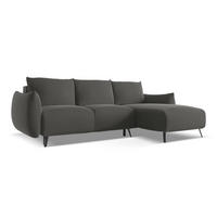 ECKSOFA mit Schlaffunktion Samt Stoff Grau - Dunkelgrau/Schwarz, Textil/Metall (242/162cm) - Makamii