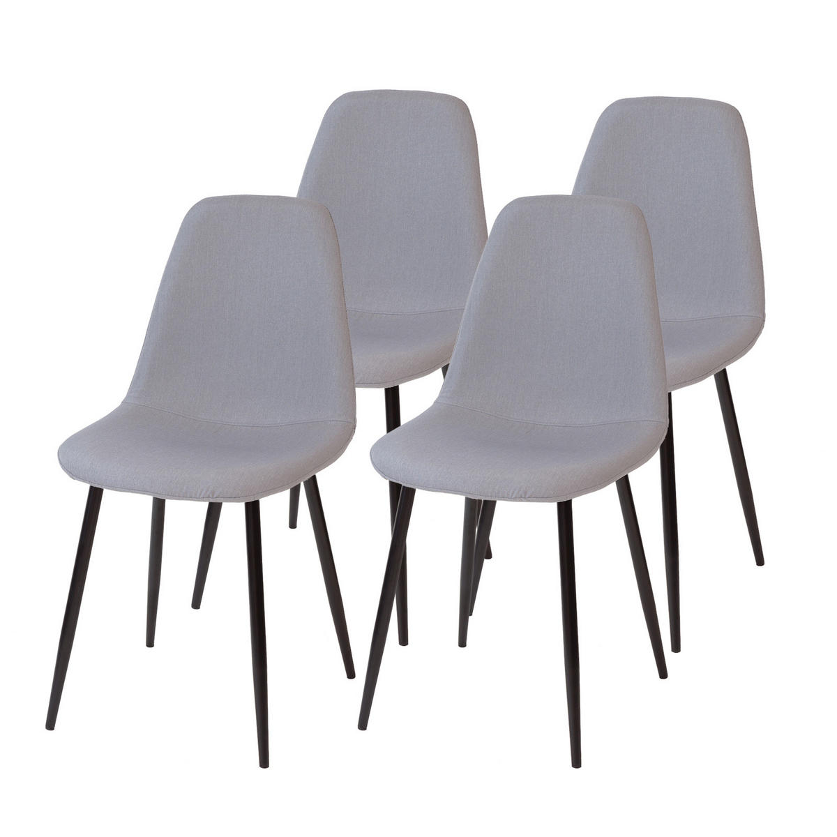 STUHL BARI Stoffbezug Metallbeine 4er Set Grau - Grau, Textil/Metall (44/87/47cm) - Albatros