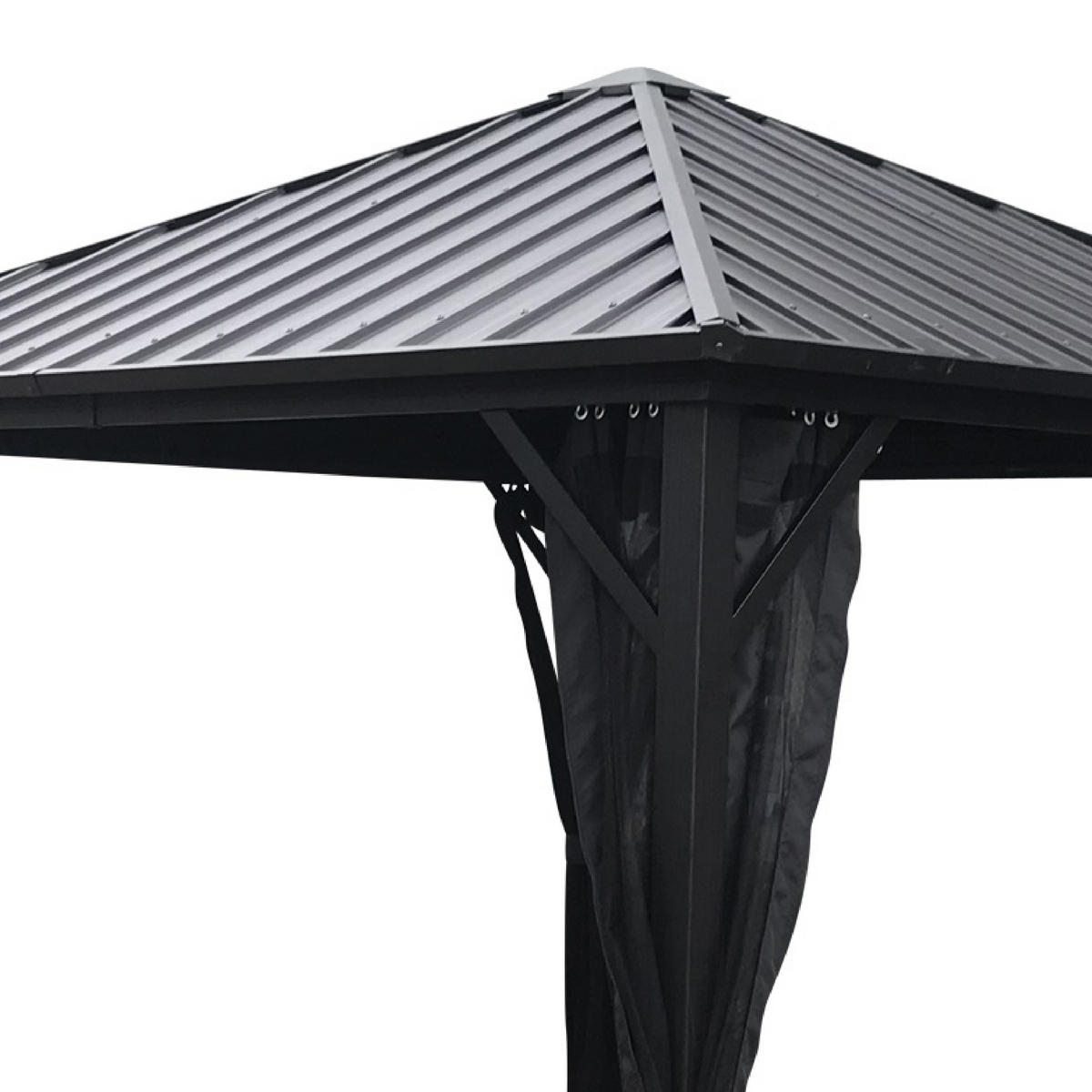 PAVILLON Paisley - 3x3 Meter, Aluminiumgestell 98x98x10mm, pulverbeschichtet. Dach aus Stahlplatten, galvanisier - Grau, Kunststoff (300/275/300cm) - TPFGarden