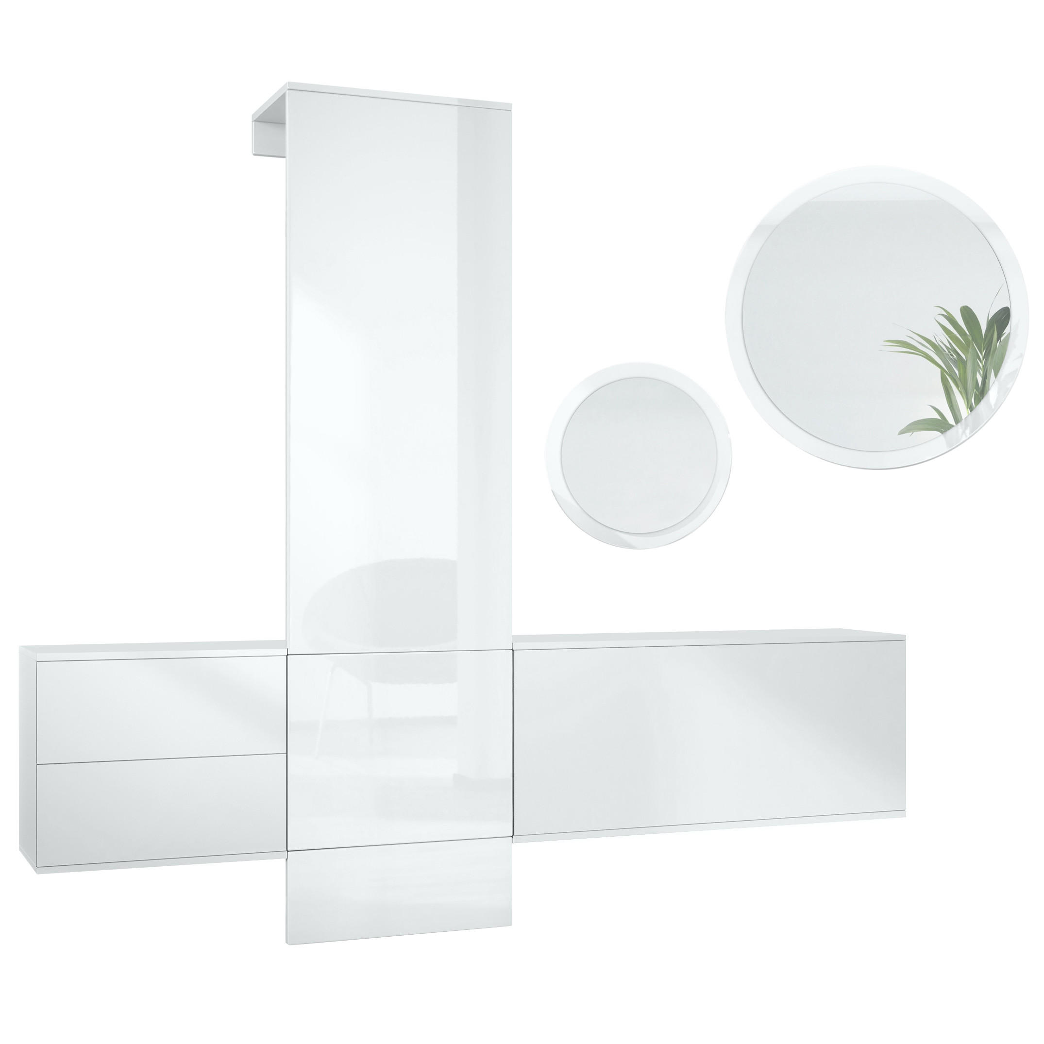 GARDEROBE DualVista Weiß Hochglanz - Weiß Hochglanz, Holzwerkstoff (208/193/35cm) - Vladon