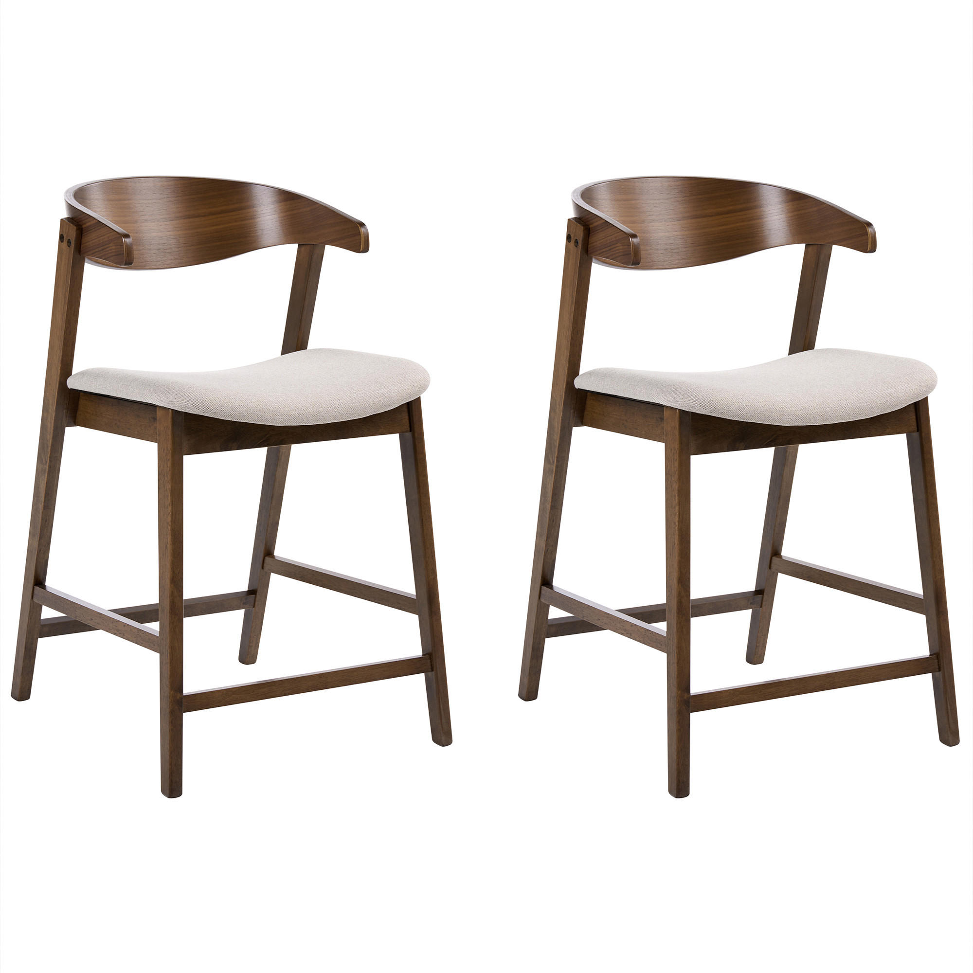 BARSTUHL 2er-Set Braun/Beige Lilly - Beige, Holz (52/87/60cm) - Beliani