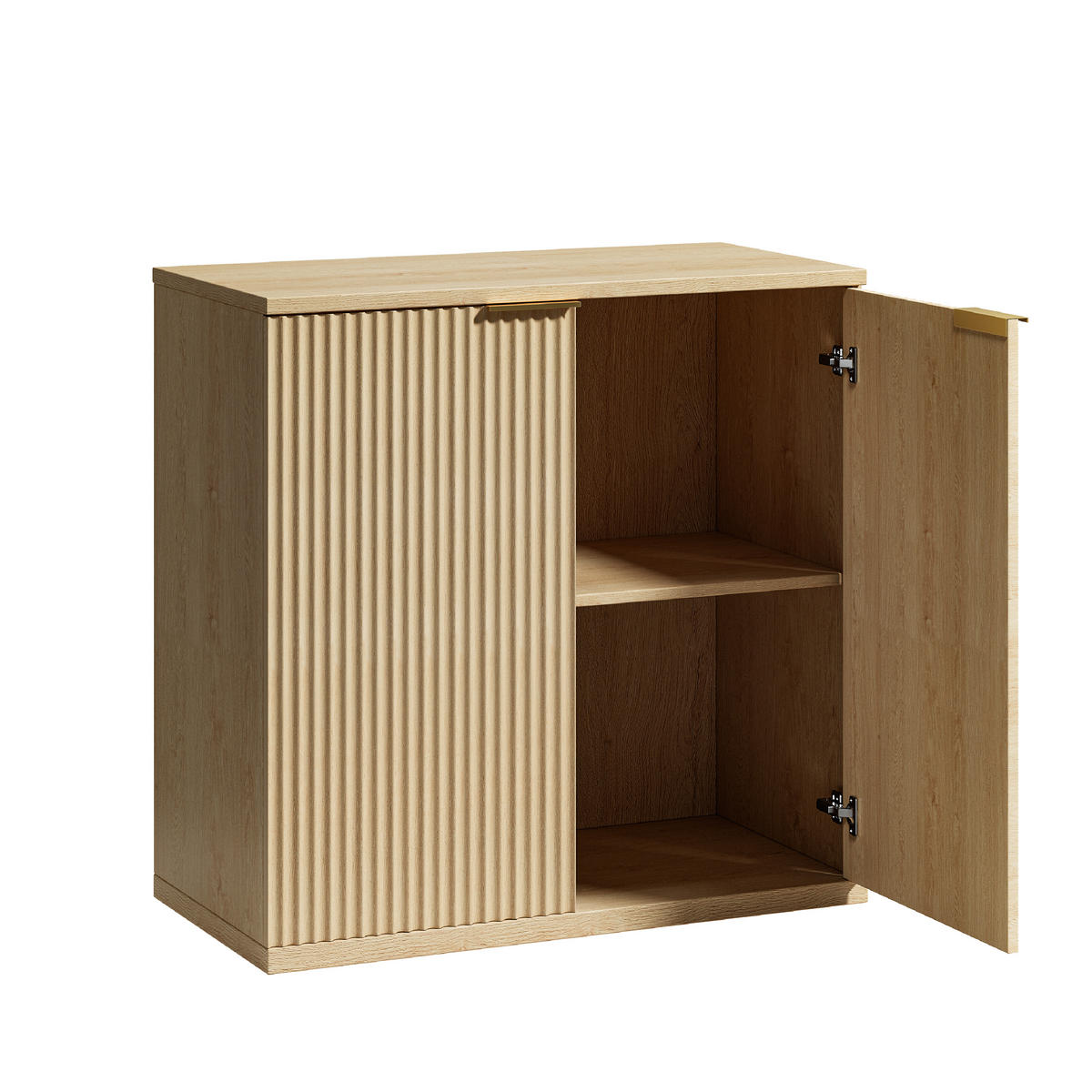 SIDEBOARD DE-38169 80/40/80 cm mit 2 Türen und Faltenfront Eiche - Eichefarben, Holzwerkstoff (80/80/40cm) - ComfortXL