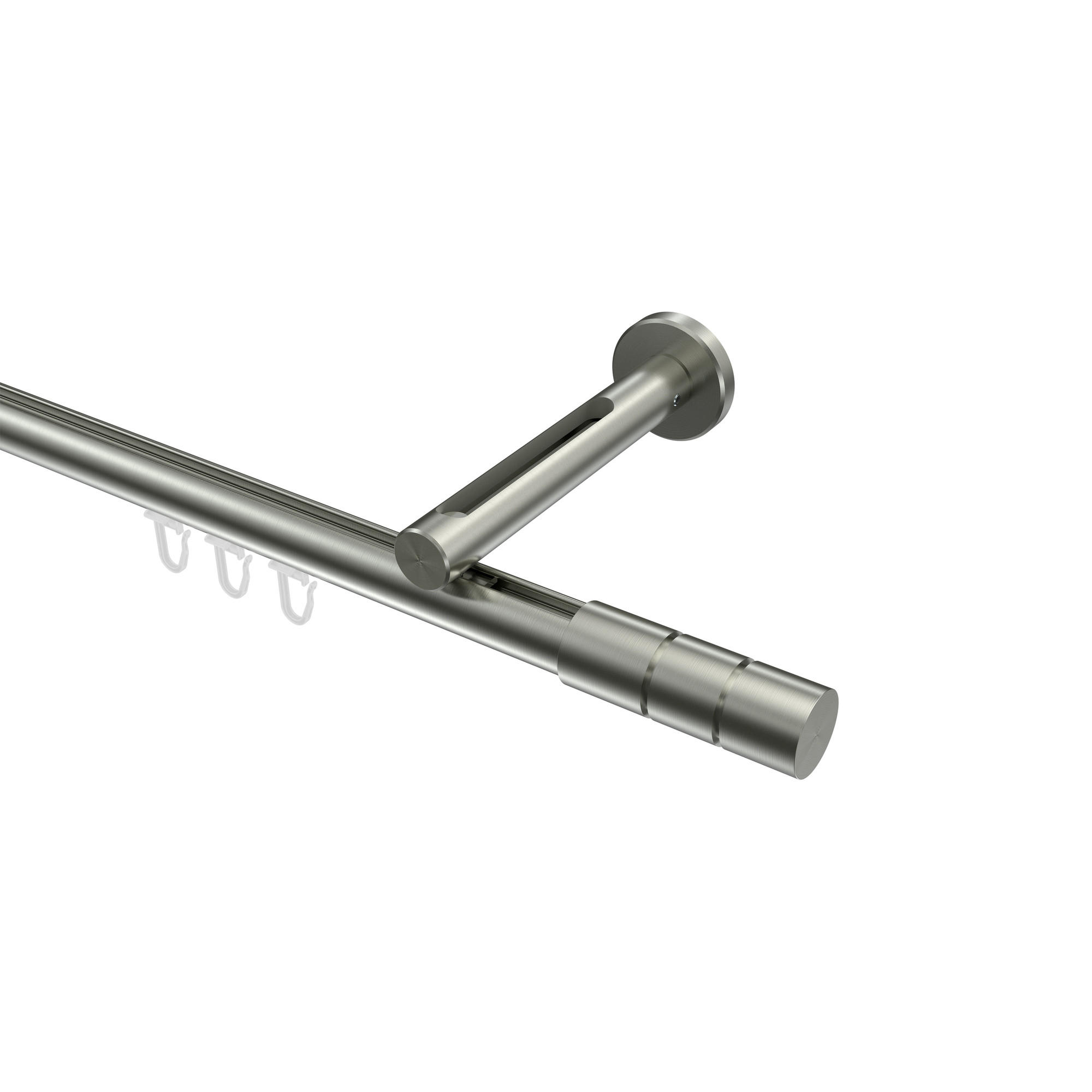 INNENLAUF-GARDINENSTANGEN-SET Siteno Elanto 360 cm (geteilt in 2 x 180 cm), 1-läufig, 20 mm Ø Edelstahl-Optik - Edelstahlfarben, Metall (360cm) - INTERDECO