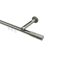 INNENLAUF-GARDINENSTANGEN-SET Siteno Elanto 280 cm (geteilt in 2 x 140 cm), 1-läufig, 20 mm Ø Edelstahl-Optik - Edelstahlfarben, Metall (280cm) - INTERDECO