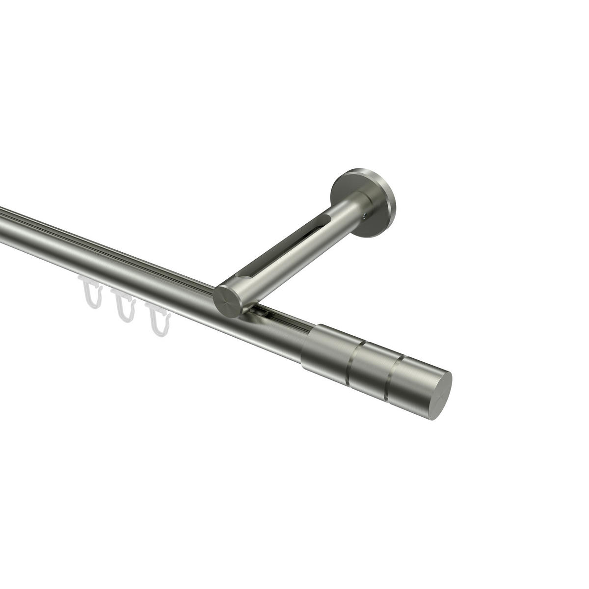 INNENLAUF-GARDINENSTANGEN-SET Siteno Elanto 280 cm (geteilt in 2 x 140 cm), 1-läufig, 20 mm Ø Edelstahl-Optik - Edelstahlfarben, Metall (280cm) - INTERDECO
