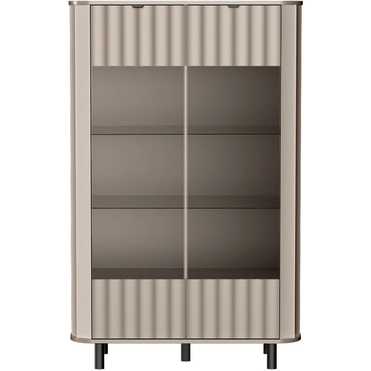 VITRINE Nevada mit zwei Türen 65 cm Taupe - Taupe/Schwarz, Holzwerkstoff/Metall (98/155/41cm) - Beautysofa