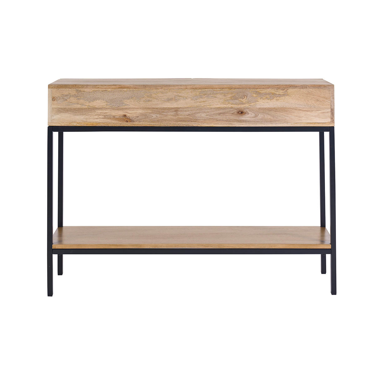 KONSOLE Industrie-Stil Mangoholz Metall L110 cm YPSTER - Dunkelbraun, Holz (110/35/80cm) - Miliboo