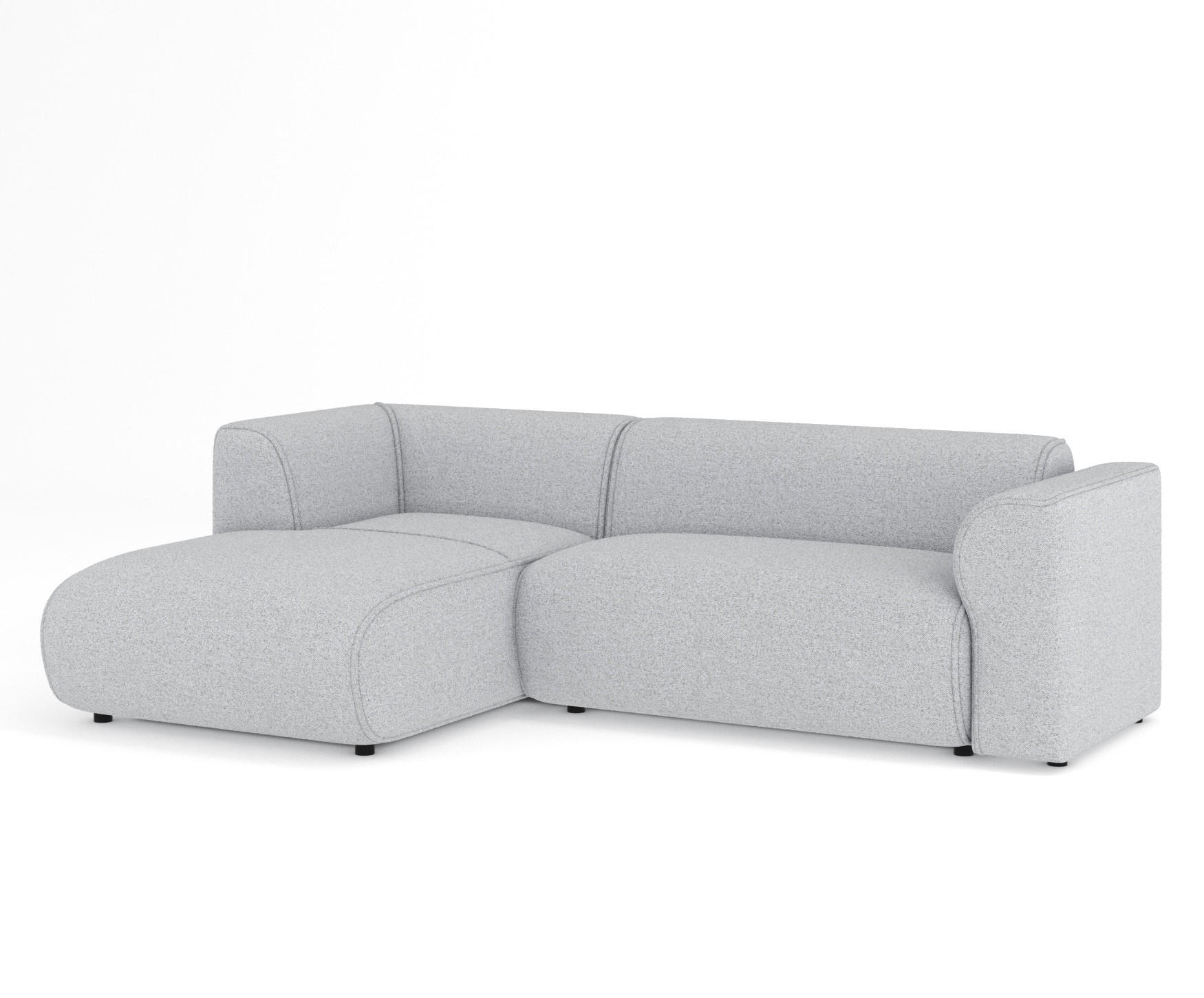 ECKSOFA Melani Hellgrau Webstoff - Hellgrau/Schwarz, Holz/Holzwerkstoff (253/153cm) - Maison de Reve