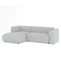 ECKSOFA Melani Hellgrau Webstoff - Hellgrau/Schwarz, Holz/Holzwerkstoff (253/153cm) - Maison de Reve
