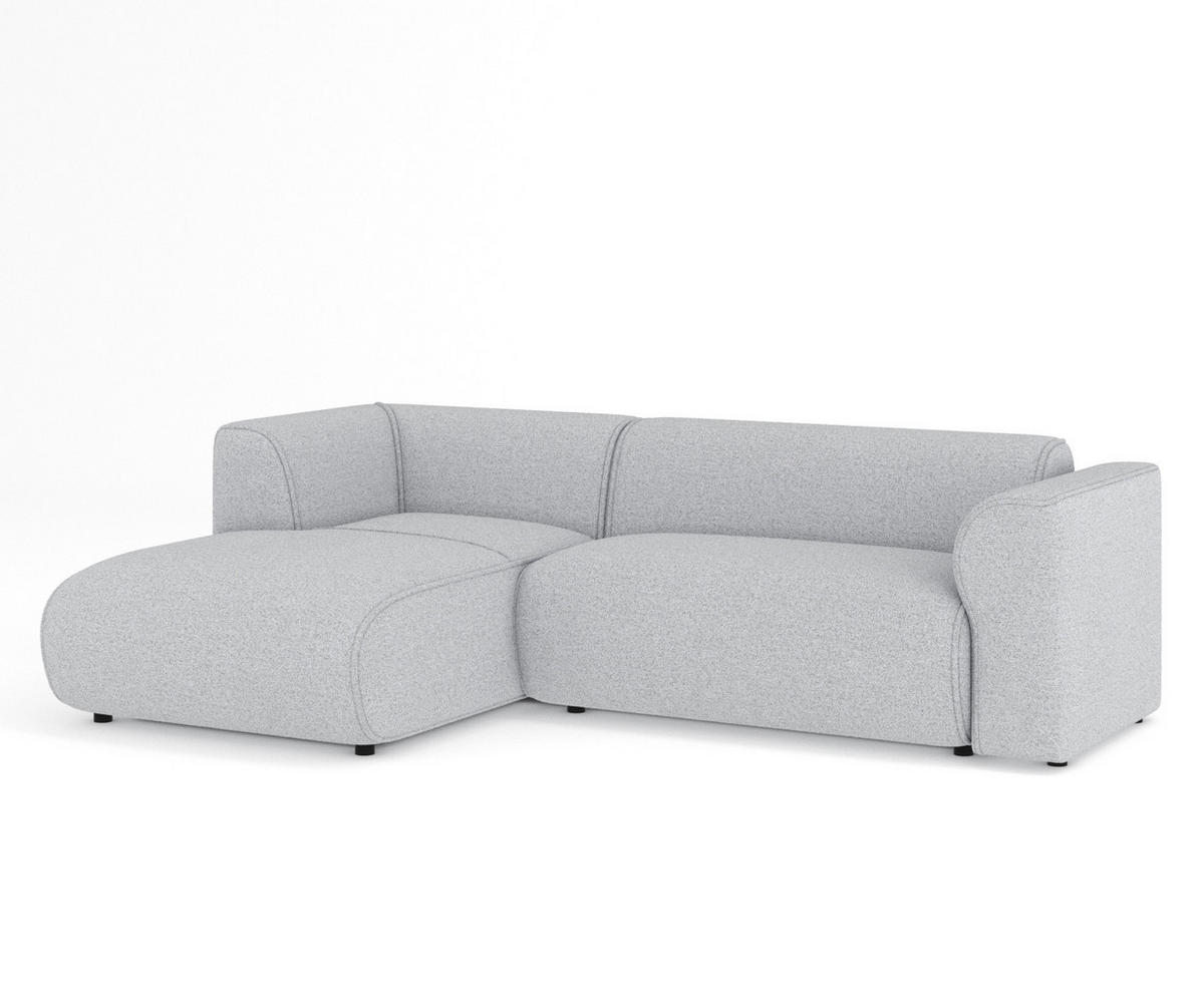 ECKSOFA Melani Hellgrau Webstoff - Hellgrau/Schwarz, Holz/Holzwerkstoff (253/153cm) - Maison de Reve