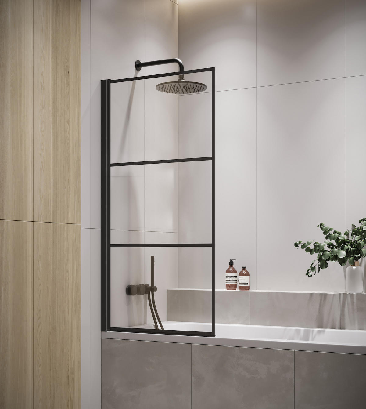 BADEWANNE Berkan 1 Teil cm Schwarz - 60 x 140 cm - Schwarz, Glas (60/140cm) - Badplaats