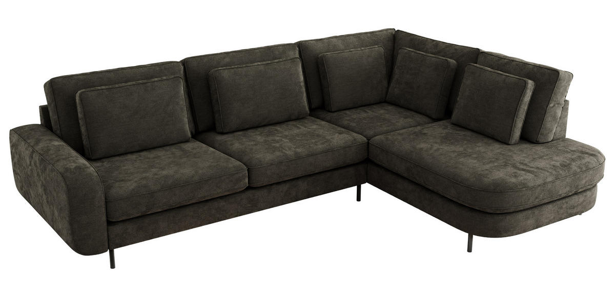 ROHOVÁ SEDAČKA CALENO L - Tmavě šedá Hrubě tkaná žinylka - Levá Strana - černá/tmavě šedá, kov/textil (317/225cm) - MKS
