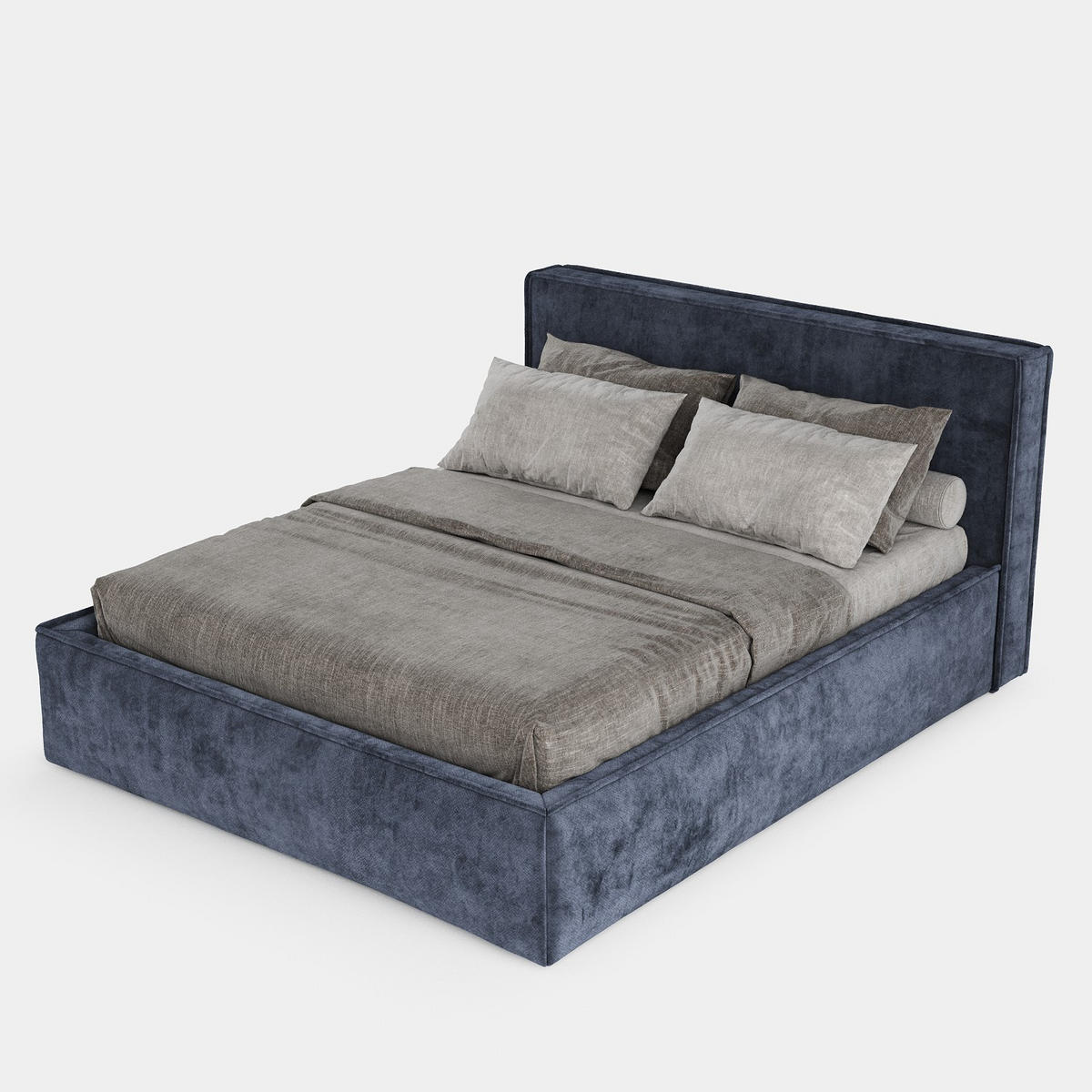 POLSTERBETT Sato mit Stauraum 140/200 cm Dunkelblau im Terra NW Stoff - Blaugrau/Schwarz, Holz/Holzwerkstoff (140/200cm) - AltaBeds