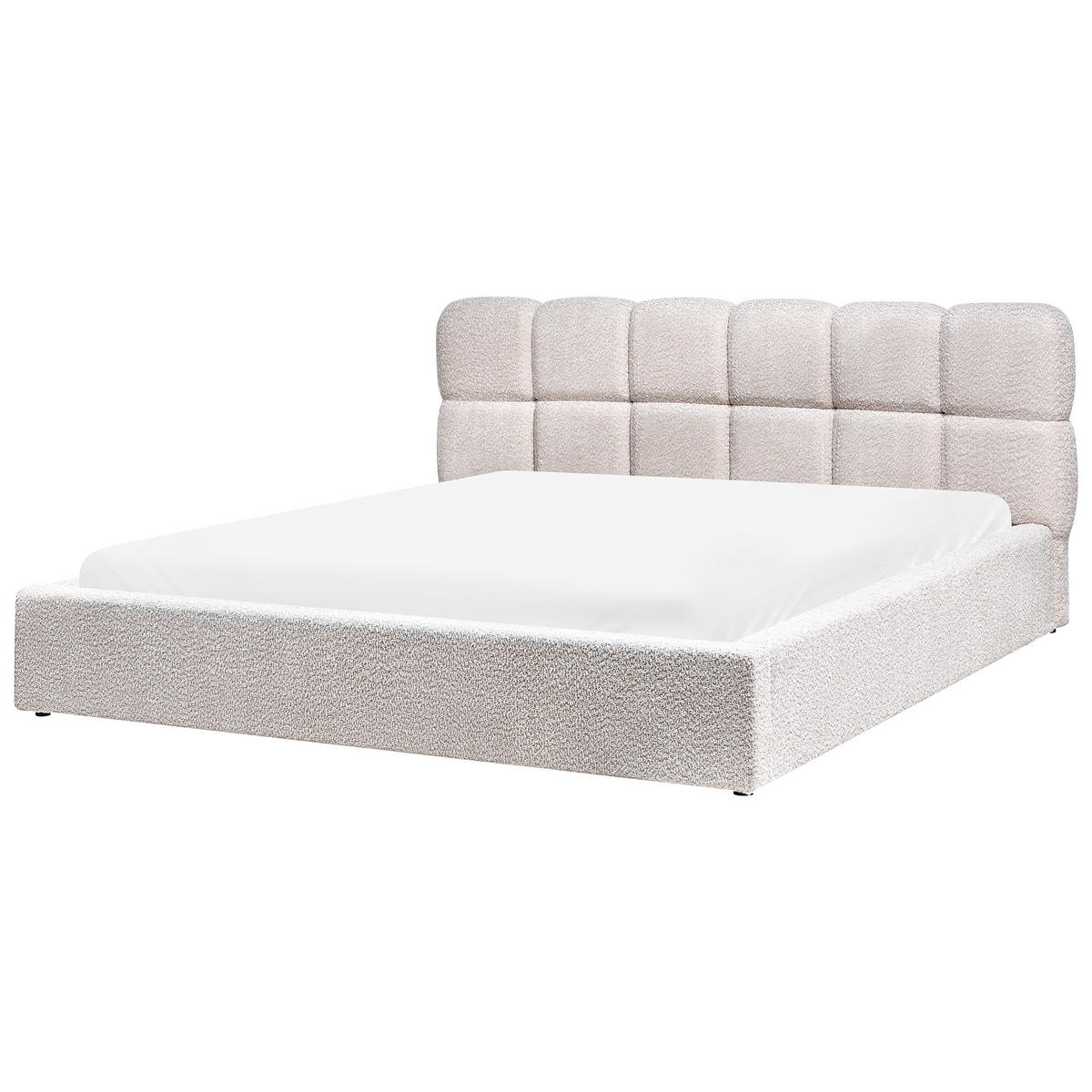 BETT mit Stauraum 180/200 cm Bouclé Hellbeige Baston - Beige, Textil (180/200cm) - Beliani